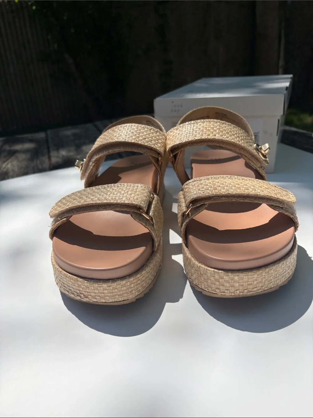 A New Day- Natural Woven Platform Sandals Sz 11